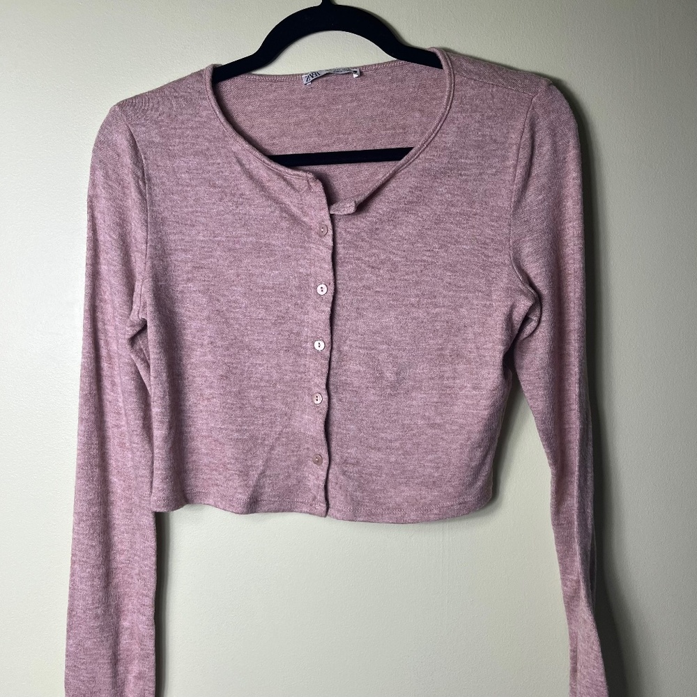 Zara Cropped Blush Cardigan Size L